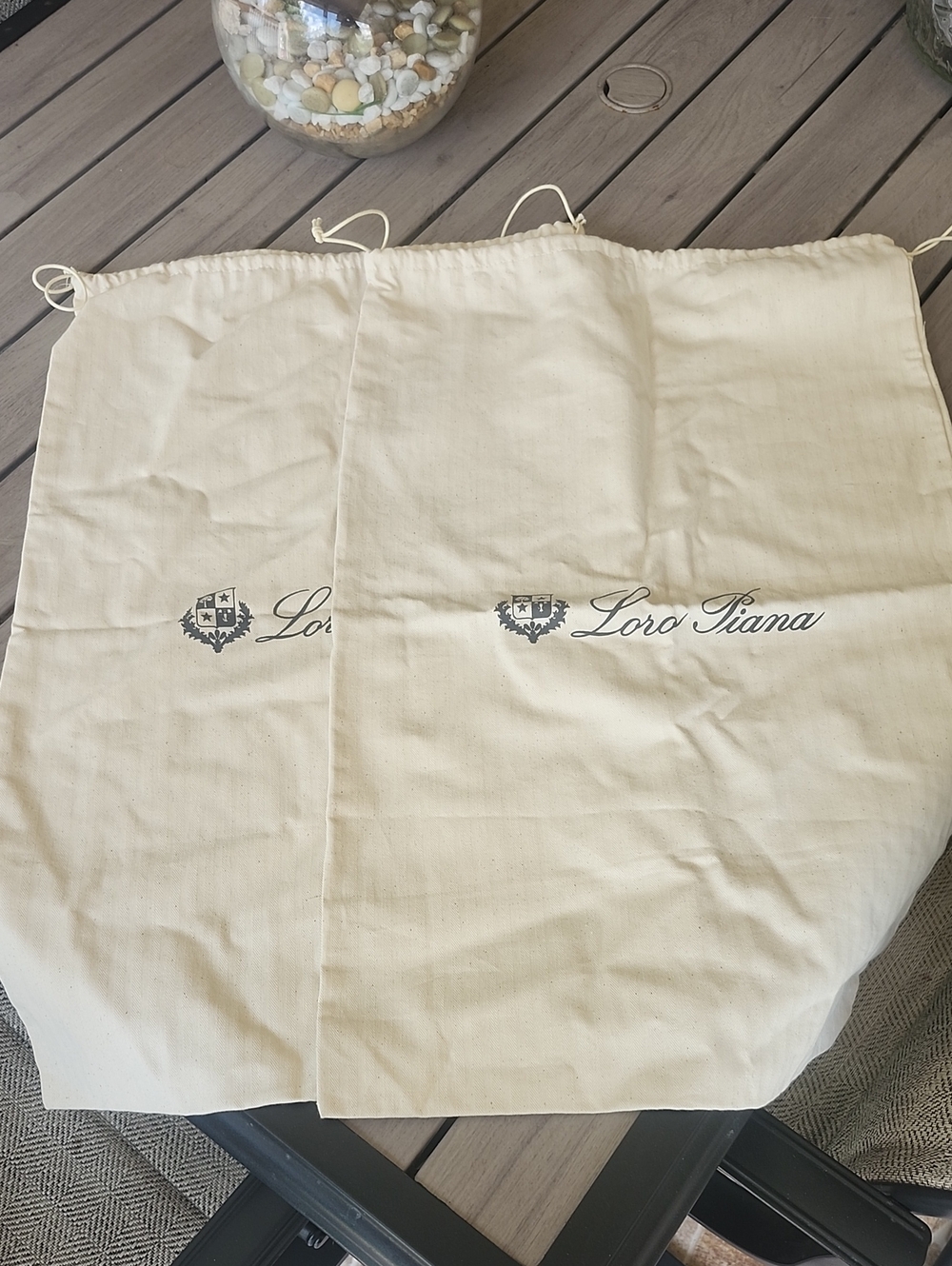 Loro Piana Cream Drawstring Garment Bags (Pair)